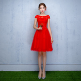 新娘敬酒服2016新款夏季结婚小礼服女短款时尚韩版红色修身显瘦