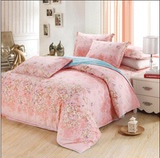 全棉斜纹舒适现代简约床单式三/四件套 床上用品套件AB面粉色碎花