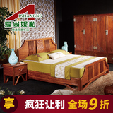 爱尚妮新中式实木床1.8米双人床花梨木卧室家具刺猬紫檀红木大床