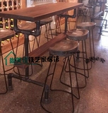 休闲咖啡桌椅铁艺实木酒吧桌椅特色复古怀旧工业风桌椅个性餐桌椅
