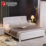 文华家瑞白色实木床1.5米1米8双人床橡木床高箱床 婚床定制家具