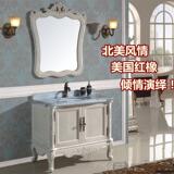 欧式浴室柜组合大理石台面美国红橡实木仿古卫浴柜美式洗漱台1米