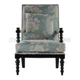 汉资美式欧式式布艺休闲单人沙发客厅卧室书房带扶手休闲椅子