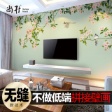 电视背景墙纸 无缝大型壁画现代中式客厅3d无纺布壁纸布 手绘花鸟