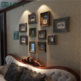 天字一号 实木复古美式照片墙 创意欧式相框墙客厅相片墙组合挂墙