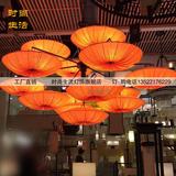 新中式海洋布艺飞碟酒店工程灯具别墅卧室餐厅创意大红色灯笼