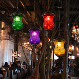 创意个性漫咖啡厅吊灯 彩色玻璃酒吧台卡座餐厅单头琉璃小吊灯