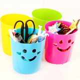 日韩居家笑脸表情桌面收纳桶迷你垃圾桶杂物筒小型清洁笔筒可爱