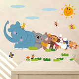 欢乐大象小动物墙贴卡通儿童房间装饰贴图幼儿园教室布置墙壁贴纸
