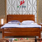 豪华高档实木床1.8米双人床 1.5 1.2米中式橡木储物高箱 白色婚床