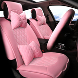 新款卡通汽车坐垫冬季短毛绒粉色可爱女羽绒棉座椅套全包专用座套