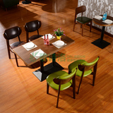 实木咖啡厅餐椅奶茶店甜品店果绿色桌椅小吃店桌椅组合西餐厅桌椅