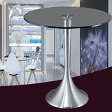 简约现代会客桌小户型餐台圆形钢化玻璃餐桌铝底座接待洽谈桌T53