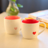 星巴克情侣陶瓷马克杯简约个性爱心一对咖啡可爱粉红色结婚带盖勺