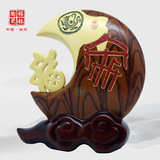中国风传统手式雕刻文化中式陶瓷工艺品皓月瓶装饰品摆件新年礼品