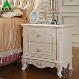 欧式床头柜白色实木简约现代床头柜韩式田园收纳柜雕花法式储藏柜