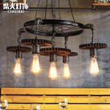 loft吊灯创意齿轮餐厅咖啡厅酒吧个性复古美式工业风过道铁艺吊灯