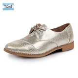 TOMS女款压花布洛克鞋英伦复古系带单鞋W110包邮