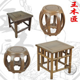 王木匠 红木小凳子鸡翅木古凳鼓凳四方凳子换鞋凳配茶桌餐桌