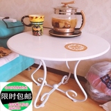 欧式铁艺客厅沙发圆形茶几简约小圆桌子卧室阳台小茶几小户型茶几