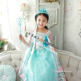 迪士尼艾莎公主裙万圣节演出冰雪奇缘礼服连衣裙韩国女童生日礼物