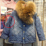 韩国童装MINI G正品代购男童个性加厚压格牛仔圆领外套