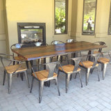 北欧实木餐桌铁艺做旧咖啡厅桌椅组合原木餐椅办公桌椅电脑桌书桌