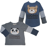 三件包邮zoomic原单 2015秋冬新款 卡通小熊小熊猫 条纹长袖T恤