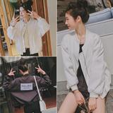 春款学院风字母女装韩国代购拉链贴布短款长袖宽松外套棒球服上衣