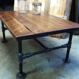 工业风家具办公桌伸缩餐桌铁艺实木美式书桌乡村咖啡loft风格做旧