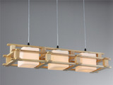 创意简约日式韩式木艺客厅餐厅卧室 实木玻璃三头原木吊灯具