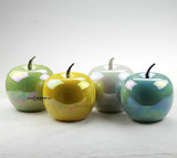外贸高品质高温流光釉陶瓷苹果 白色/黄色/绿色蓝色 创意家居摆件