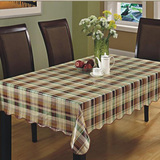 褐色格子防水桌布台布餐桌布塑料防油桌布 田园 PVC-036