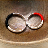 简约纯银红绳戒指男女情侣对戒指环学生 线尾戒小指本命年送女友