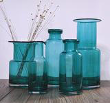 低调的奢华  复古简约欧式  透明蓝色玻璃花瓶 水培容器