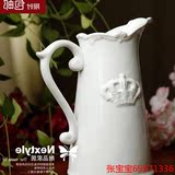 美欧式乡村田园陶瓷复古做旧白色花瓶水壶摆件礼品客厅家居装饰品