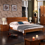实木床简约现代榆木床1.8气压高箱双人床中式厚重款婚床卧室床具