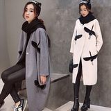 2015秋冬新品韩版文艺羊毛呢外套女长袖中长款加棉加厚大衣外套女