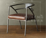 LOFT美式家具铁艺吧台椅 复古餐椅仿古靠背咖啡椅实木椅子 西餐椅