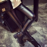 2016春季新款拉链纯色皮裤韩国女士时尚蕾丝仿皮义乌打底裤