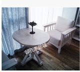 地中海双人餐桌 实木餐桌椅组合 做旧咖啡桌 圆桌 小户型白色餐桌