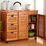 实木碗柜实木厨房柜简易碗柜实木餐边柜百叶门透气菜柜茶水柜餐车