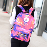 韩版 女双肩包帆布2014新款EXO背包潮男女中学生书包休闲旅行包