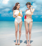 Peter moon韩国代购黑白色比基尼蕾丝游泳衣女连体温泉泳装bikini