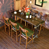 实木复古酒吧椅高脚吧凳 星巴克咖啡厅桌椅组合 西餐厅奶茶店吧桌