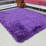 嘉睿地毯现代客厅卧室茶几床边加厚长毛超弹丝紫色亮丝地毯可定制