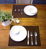 加厚纯色纯棉帆布餐垫 桌垫 盘垫 双层垫布 深咖啡纯色 米白色