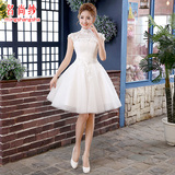 名尚纱新款韩版新娘高腰 包肩婚纱礼服短款绑带大码结婚白色女装