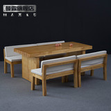全实木餐桌椅组合原木咖啡厅洽谈长桌现代简约长方形北欧宜家饭桌