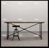 特价金属组装美式北欧复古酒吧铁艺实木西餐桌长方形办公桌书桌热